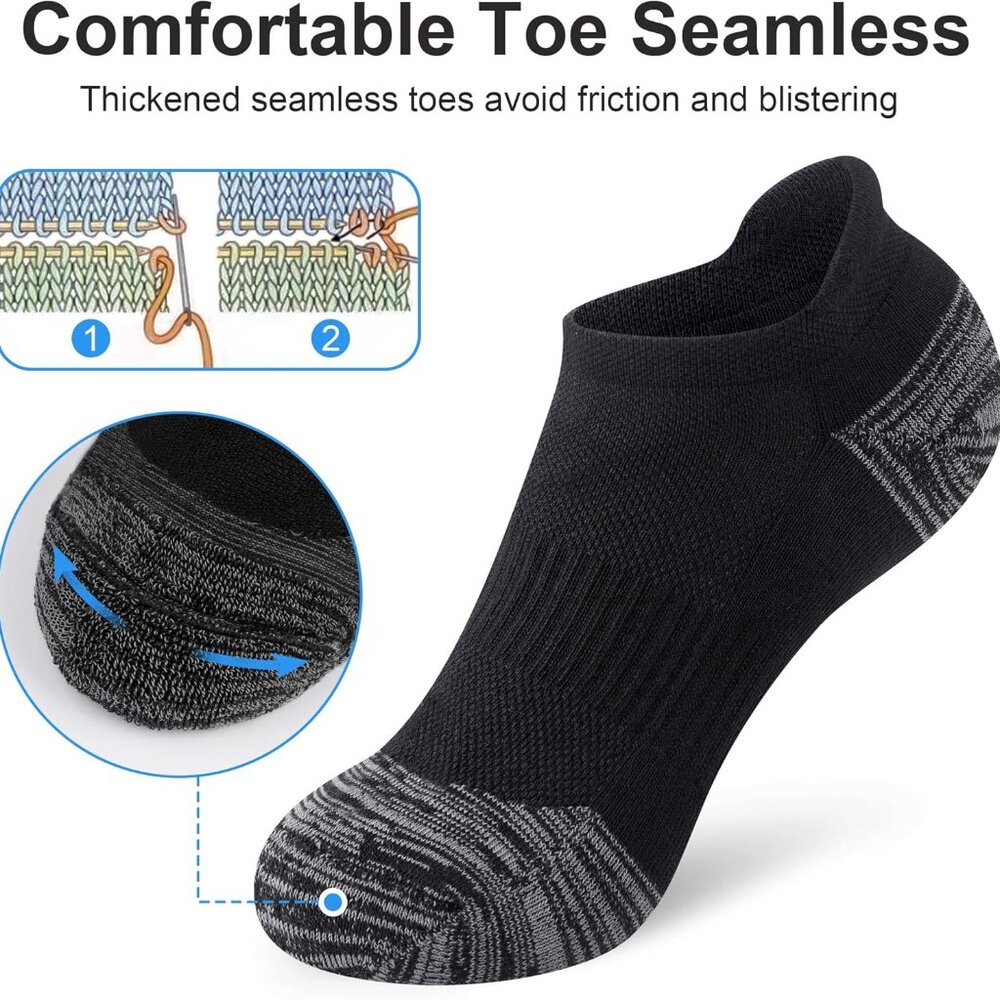 Women's Ankle Socks for Athletics 5-Pack Breathable Cotton with Arch Support - Picture 4 of 7